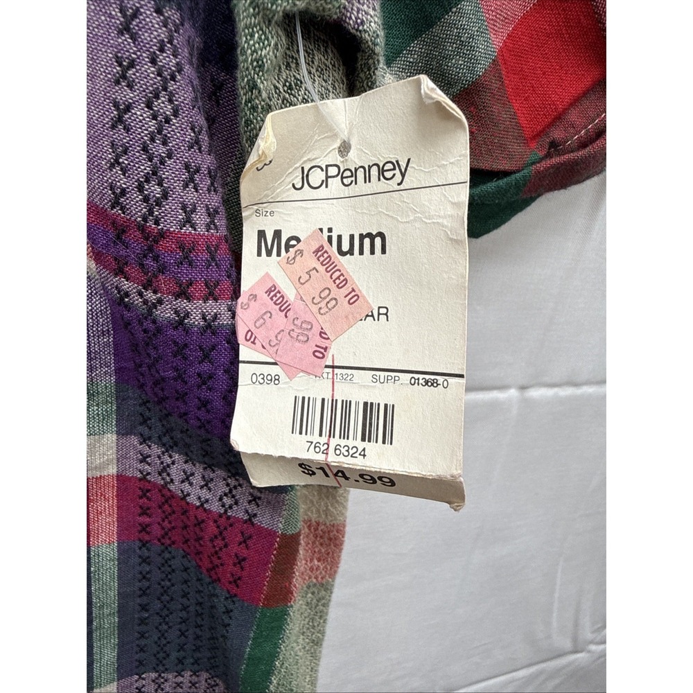 Vtg 90s Cabin‎ Creek Womens Plaid Short Sleeve Button Up Shirt Size M NWT - Picture 5 of 7
